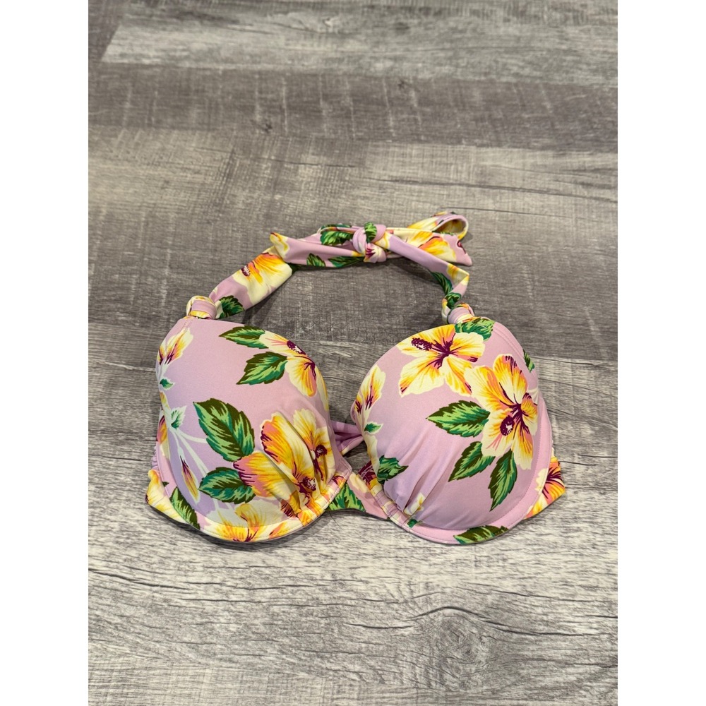 Aerie Blakely Floral Bikini Top 34D Halter Tie Padded Swim - Picture 1 of 4